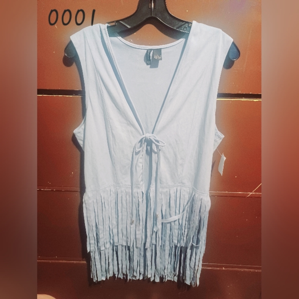 New Directions White Sleeveless Asymmetrical Tank Top (A)